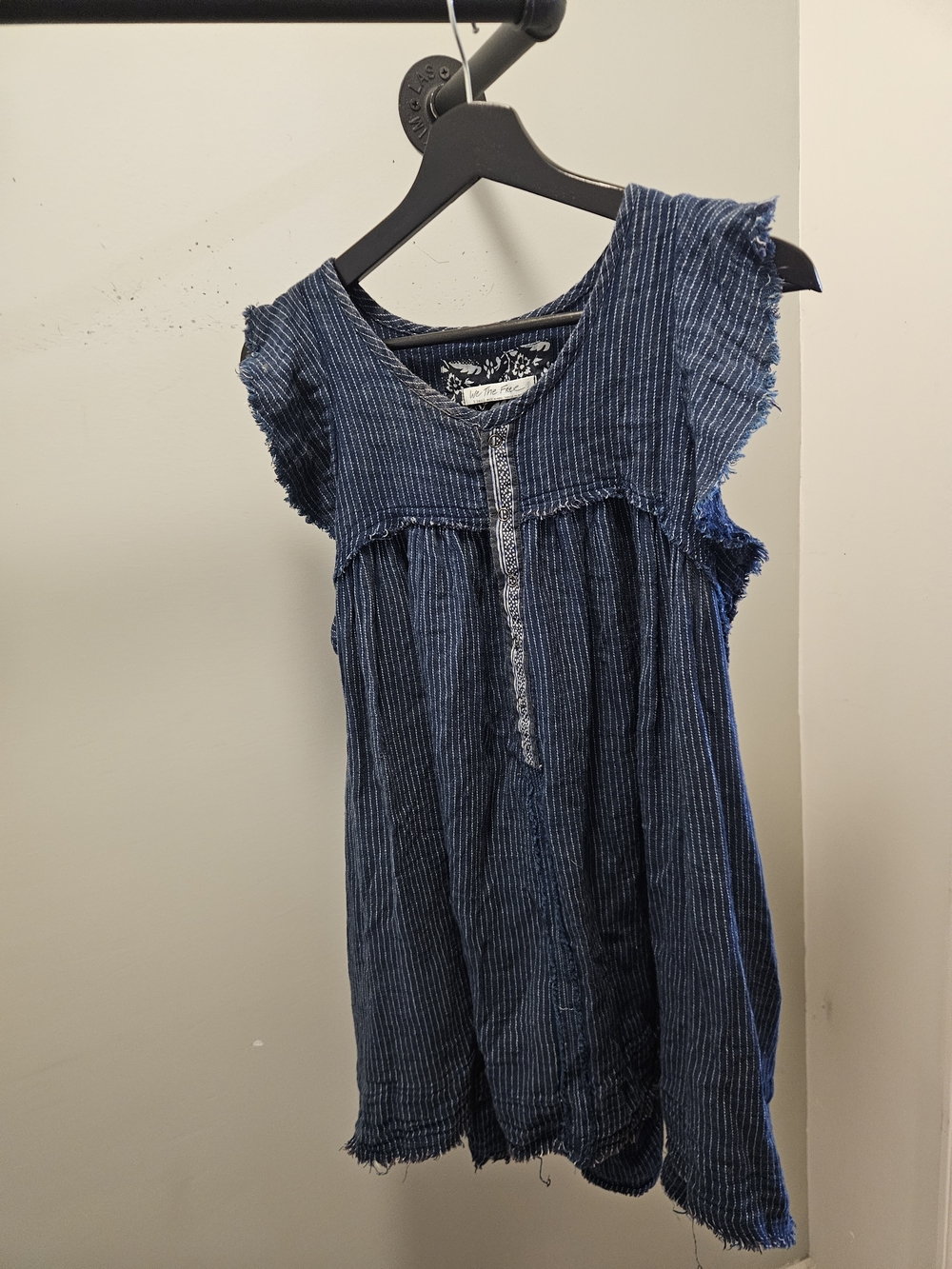 We The Free Navy Pinstripe Tunic Top